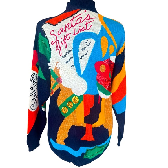 I.B. DIFFUSION SPORT CHRISTMAS SWEATER VINTAGE SEQUENCE RARE FIND WOMENS LARGE - Picture 3 of 16